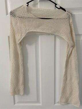 Open-Knit Cream Shrug Sweater